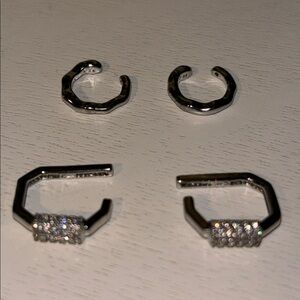 TWO Pair of Ear Cuffs - 18k White Gold Plated